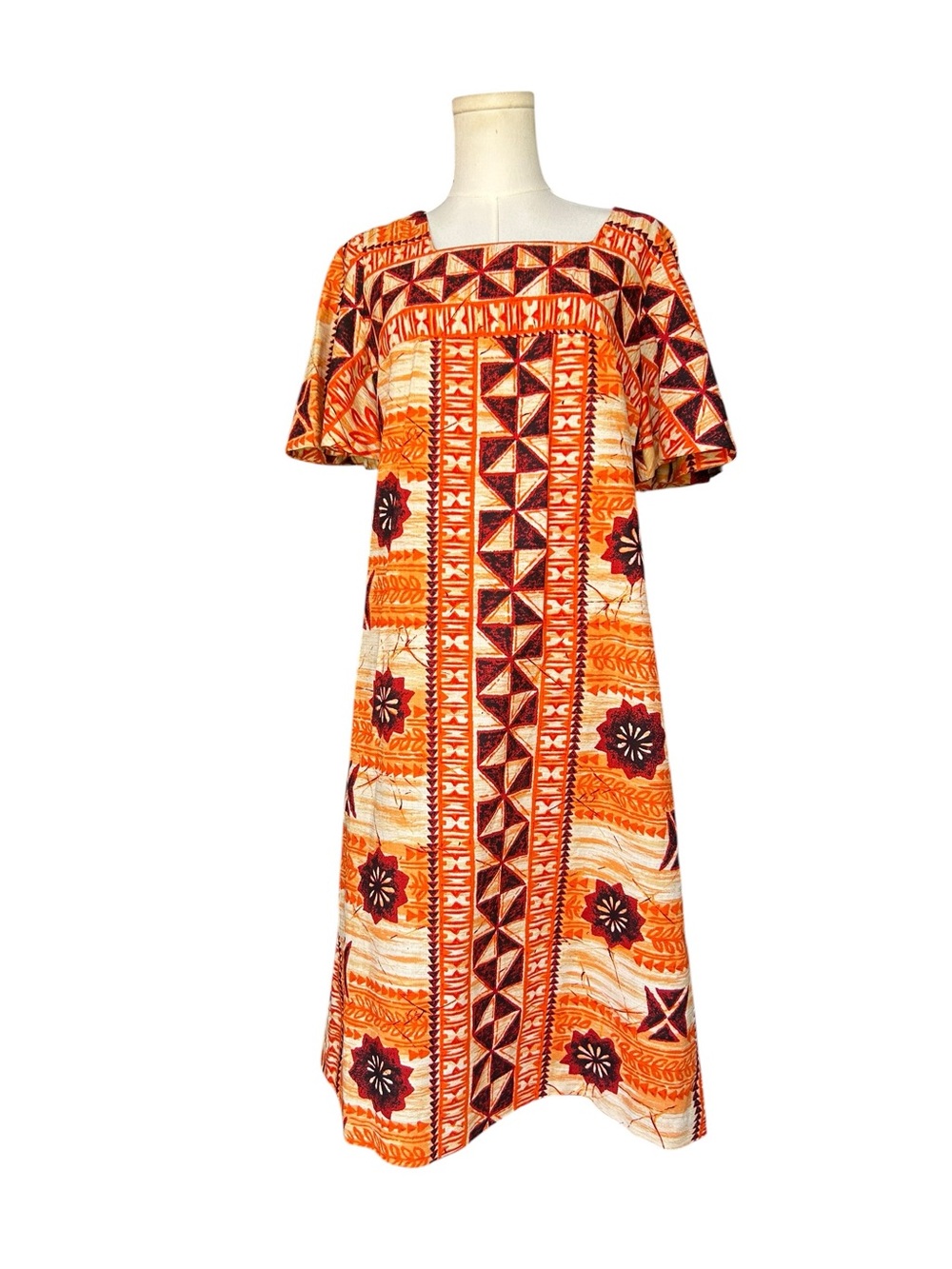 Vintage Sears Hawaii Print Muumuu Dress Hawaiian Polynesian Tiki Small
